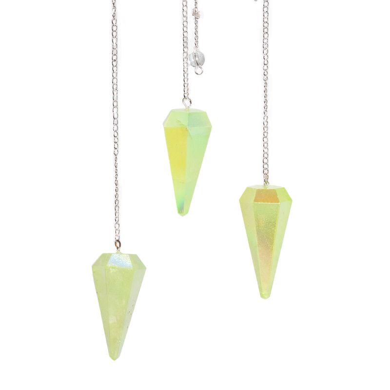 Six Sided Pendulum - Aurora Crystal Pale Green - 4cm