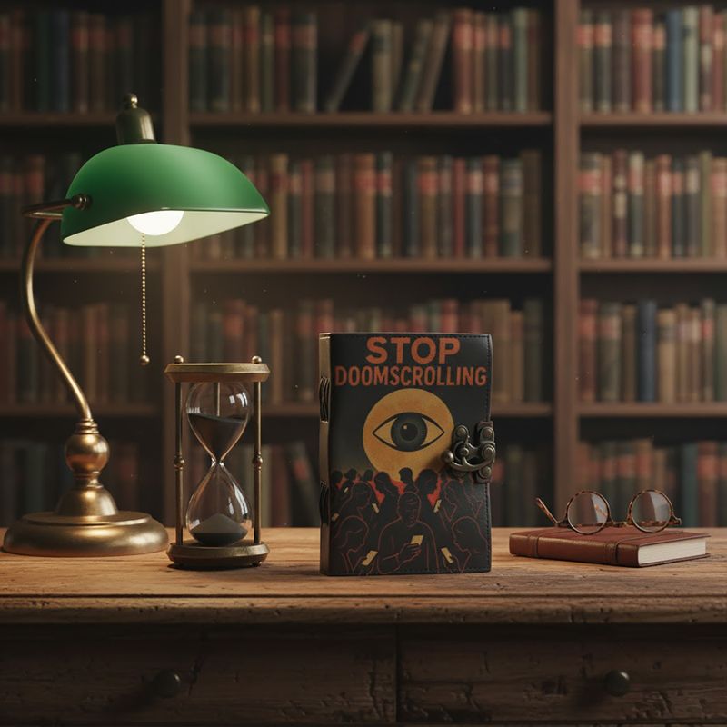 Leather Printed Notebook (7x5") - Stop Doomscrolling - 200 Pages