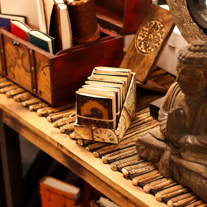Assorted Small Esoteric Leather Notebooks (4x3") - Display Case