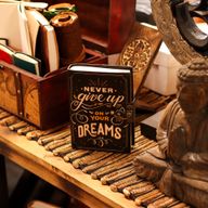 Leather Printed Notebook (7x5") - Never Give Up On Your Dreams  - 200 Pages