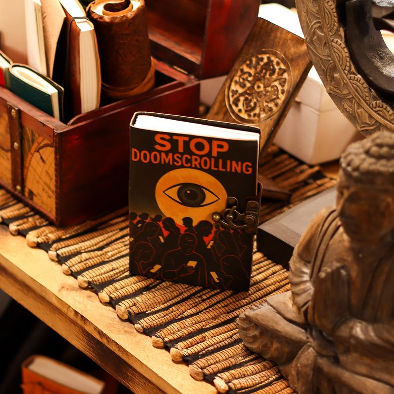 Leather Printed Notebook (7x5") - Stop Doomscrolling - 200 Pages