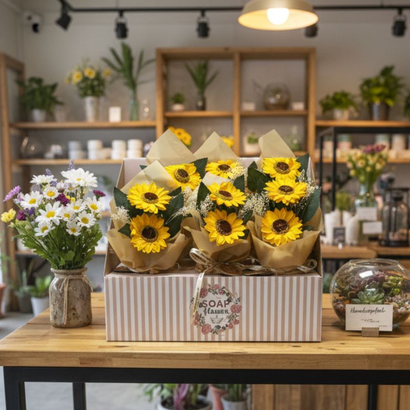 Ready to Retail Soap Flower - Two Sunflower Bouquet