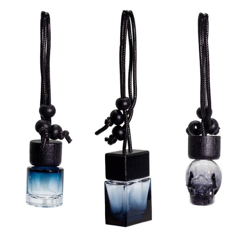 Black Car Diffuser Hanging Bottles - 8ml - (3 assorted designs x 4)
