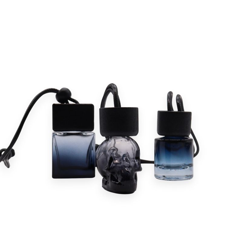 Black Car Diffuser Hanging Bottles - 8ml - (3 assorted designs x 4)