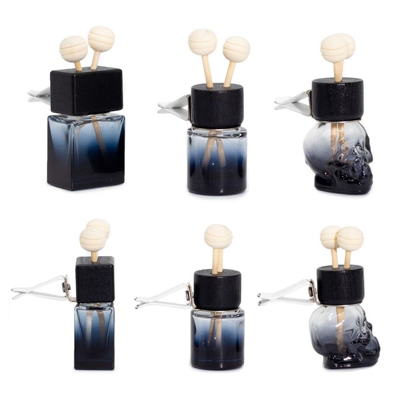 Black Car Diffuser Vent Attach Bottles - 8ml - (3 assorted designs x 4)
