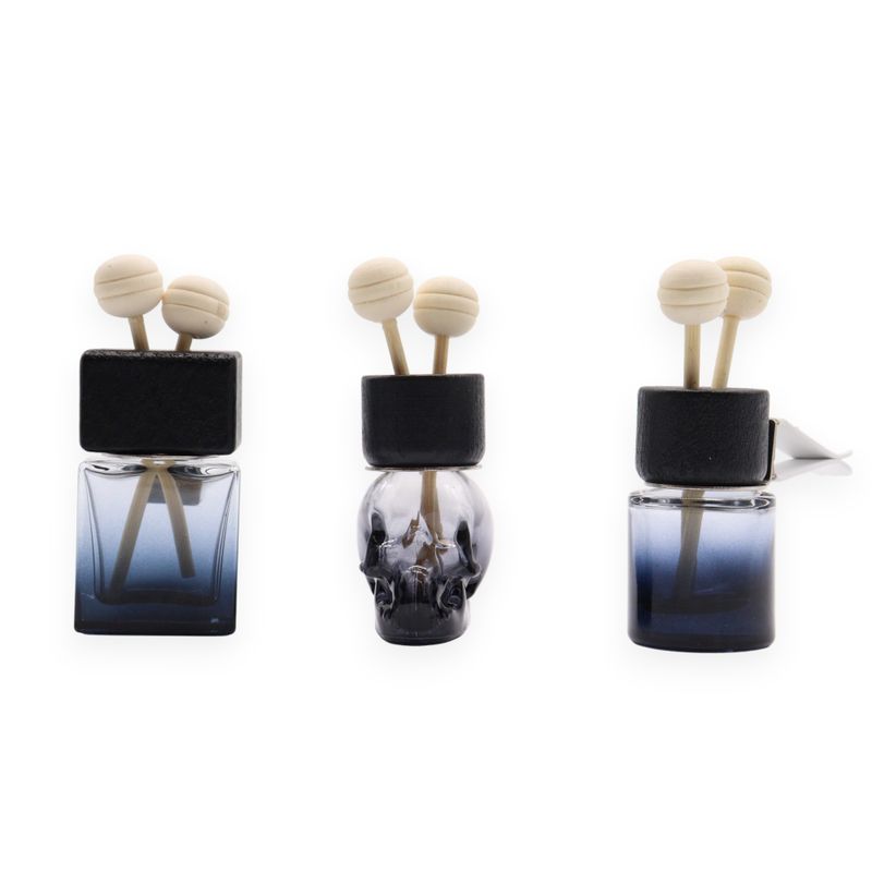 Black Car Diffuser Vent Attach Bottles - 8ml - (3 assorted designs x 4)