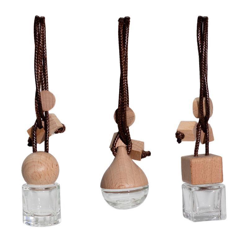 Clear Car Diffuser Hanging Bottles - 8ml - (3 assorted designs x 4)