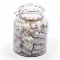 Large Decor Wood Hearts - Victorian Flower (50) - in Display Jar