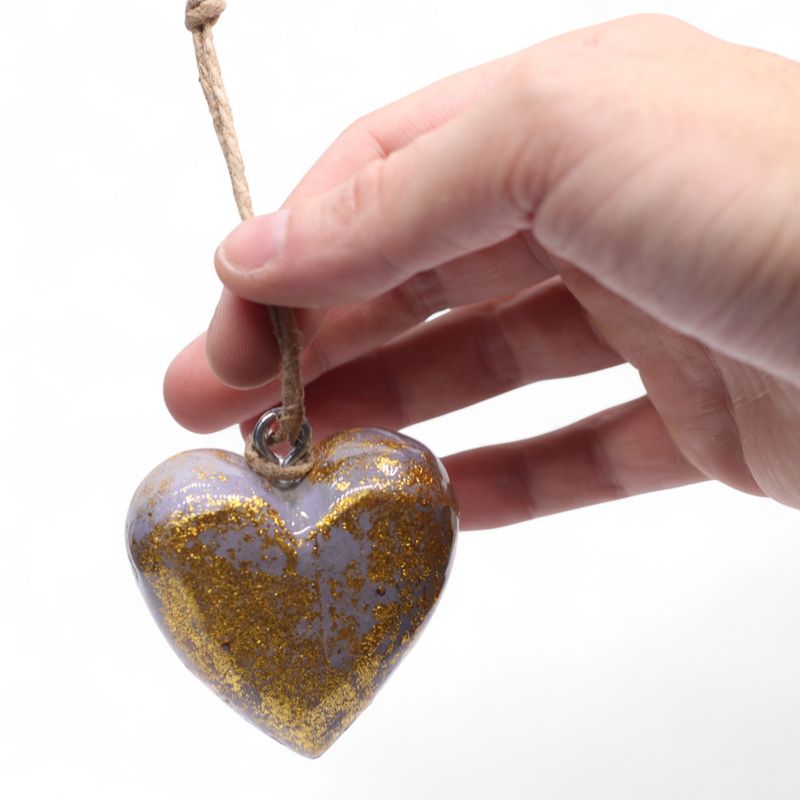 Large Decor Wood Hearts -  Lavender Gold (50) - in Display Jar