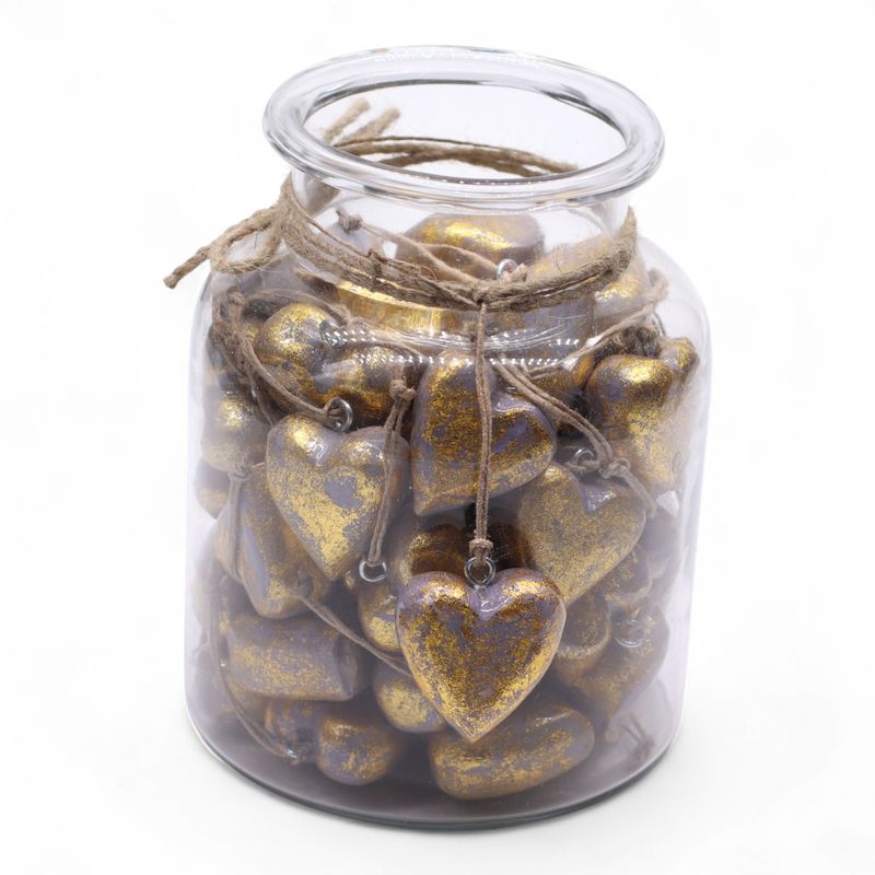 Large Decor Wood Hearts -  Lavender Gold (50) - in Display Jar
