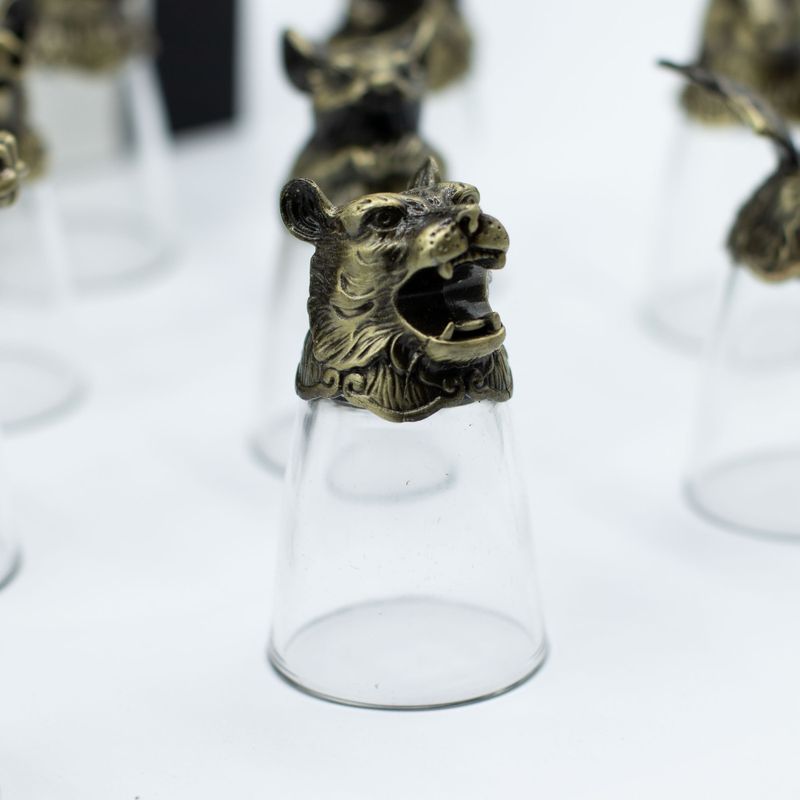 Gift Set of 12 Bottom Up Shot Glasses (25ml) - Chinese Zodiac Creatures