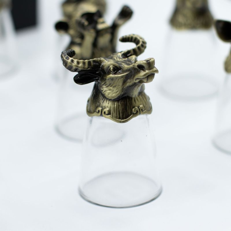 Gift Set of 12 Bottom Up Shot Glasses (25ml) - Chinese Zodiac Creatures