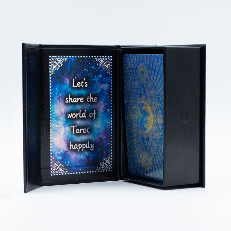 Blue Foil Tarot Card Set - Moon Face - with booklet