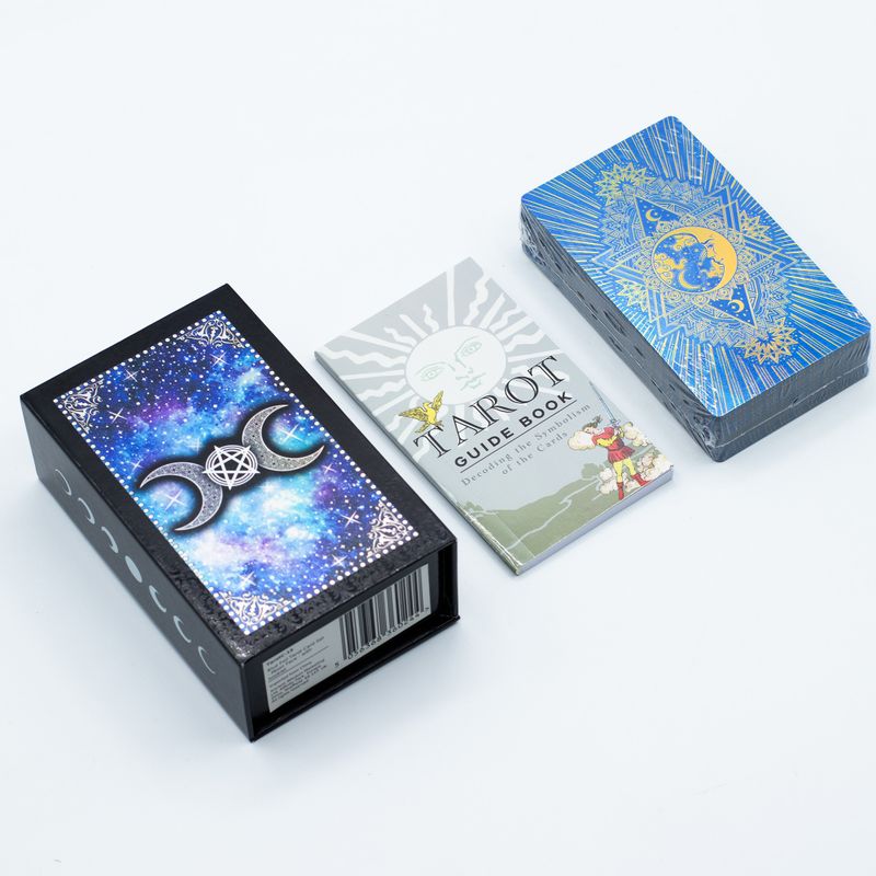 Blue Foil Tarot Card Set - Moon Face - with booklet
