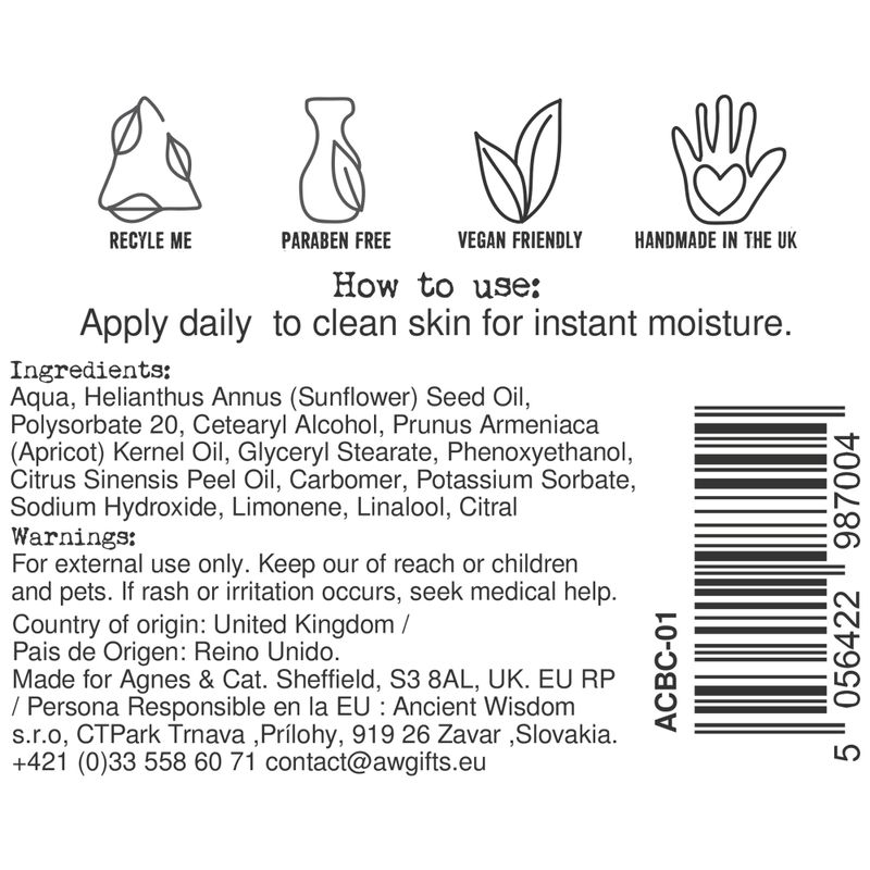 Agnes + Cat Hand & Body Cream - Clementine - 300ml