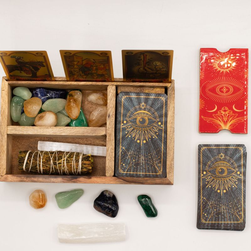 Three Section Tarot Box with Card Holder