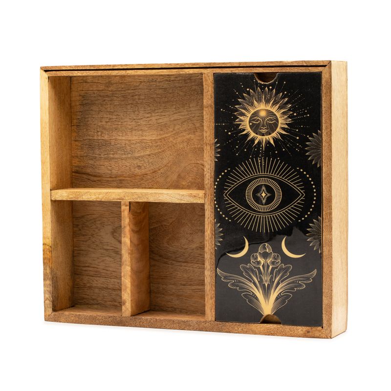 Four Section Tarot Box with Card Holder