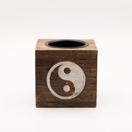 Square Mango Wood Oil Burner  - Yin Yang