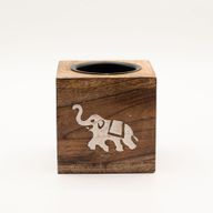 Square Mango Wood Oil Burner  - Elephant