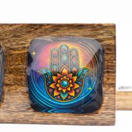 Med Enamelled Mango Tray Set - Hamsa