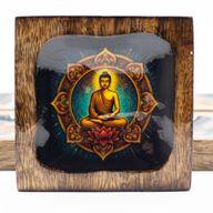 Lrg Enamelled Mango Tray Set - Buddha