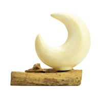DriftGlow Lamp Crackle Half Moon Shade - Yellow - EU Plug
