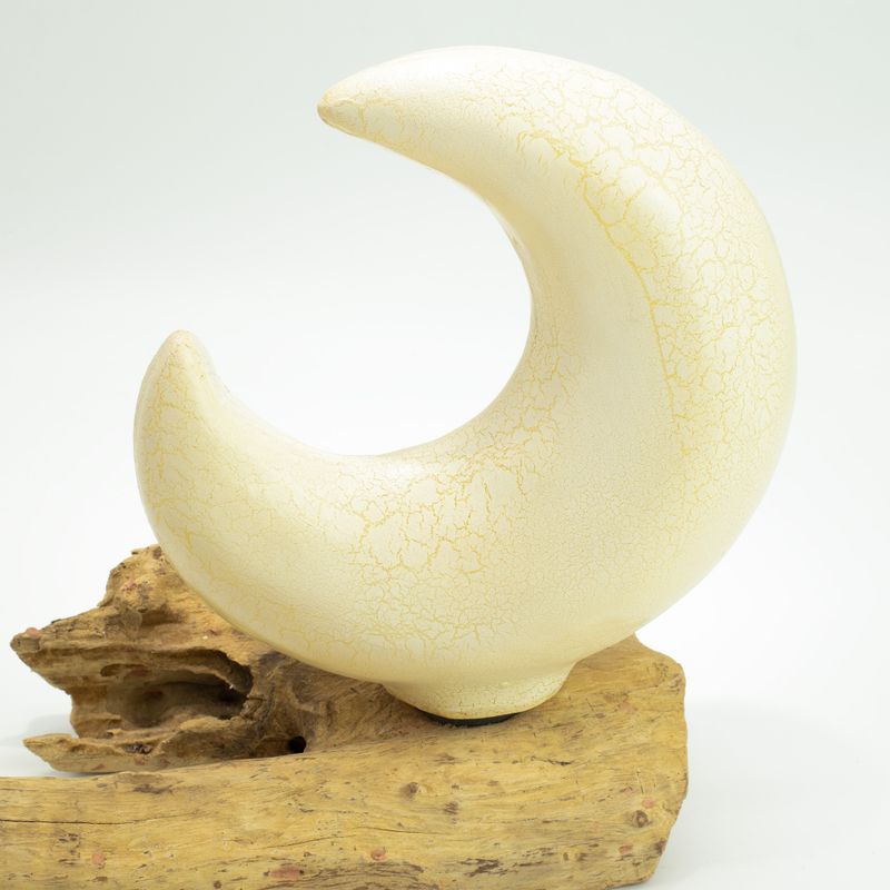 DriftGlow Lamp Crackle Half Moon Shade - Yellow - EU Plug