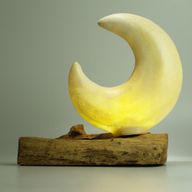 DriftGlow Lamp Crackle Half Moon Shade - Yellow - EU Plug