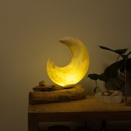 DriftGlow Lamp Crackle Half Moon Shade - Yellow - EU Plug