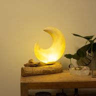 DriftGlow Lamp Crackle Half Moon Shade - Yellow - EU Plug
