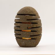 Natural Riverstone Candle Holder - Standing Stone Cut  (10x13x22cm)