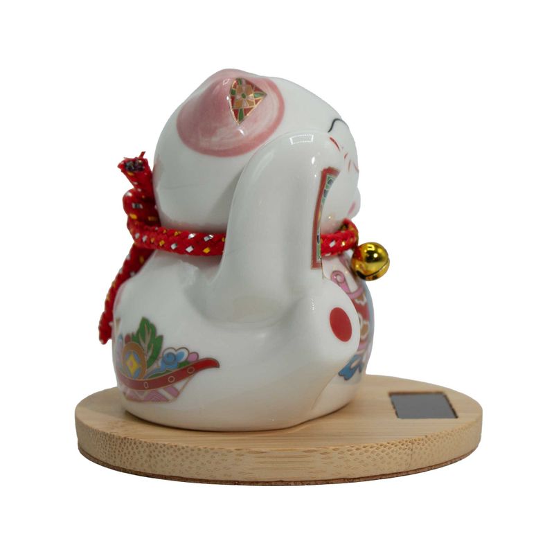 Solar Money Cat Wooden Base  - Pink Moving Hand
