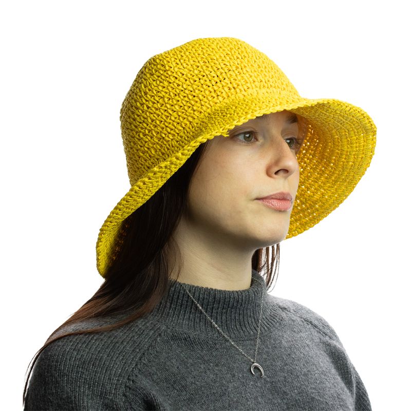 Floppy Straw Sun Hat - Yellow