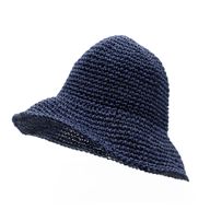 Floppy Straw Sun Hat - Navy Blue