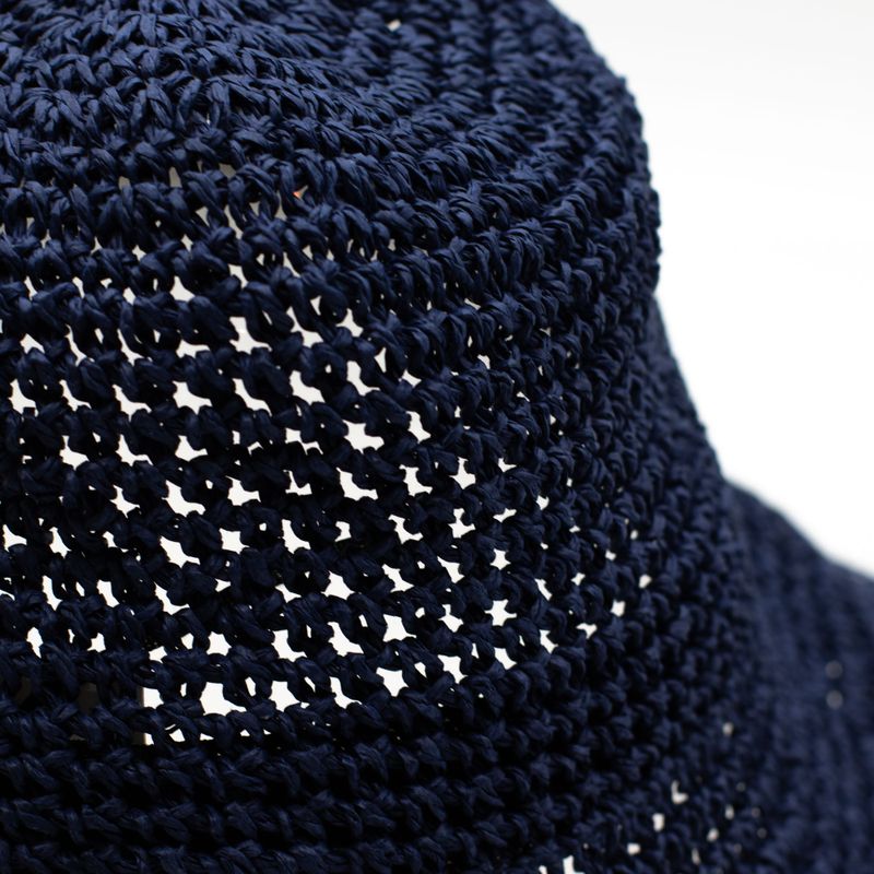 Floppy Straw Sun Hat - Navy Blue