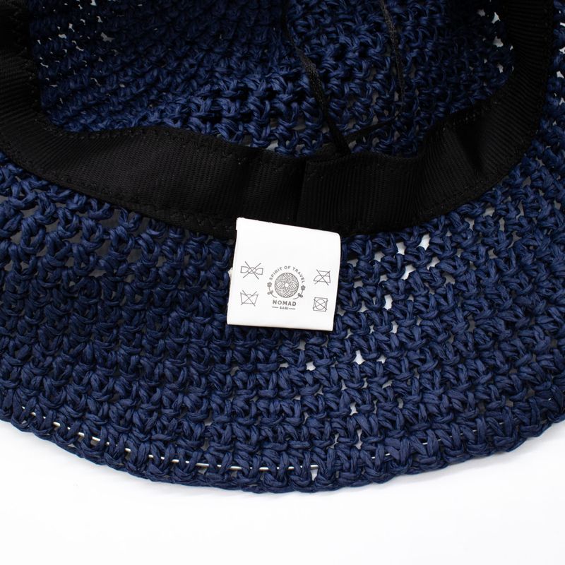 Floppy Straw Sun Hat - Navy Blue