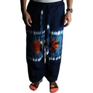 Japanese Style Lounge Pants - Med -Blue, Teal / Orange