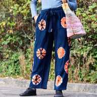 Japanese Style Lounge Pants - Large -Blue, Orange
