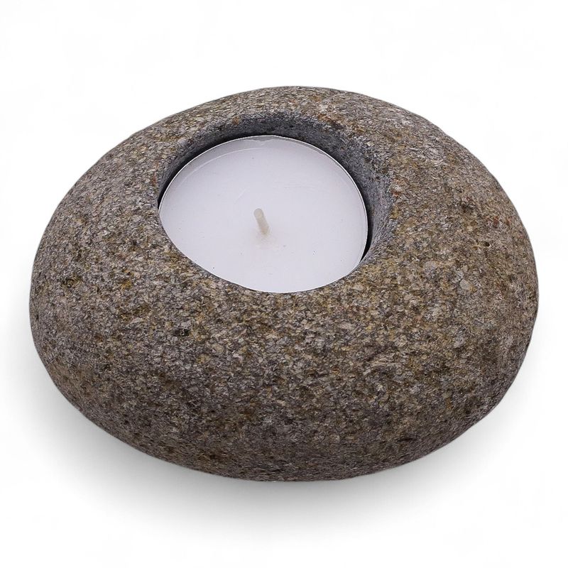 Natural Riverstone Candle Holder - Single Nightlight