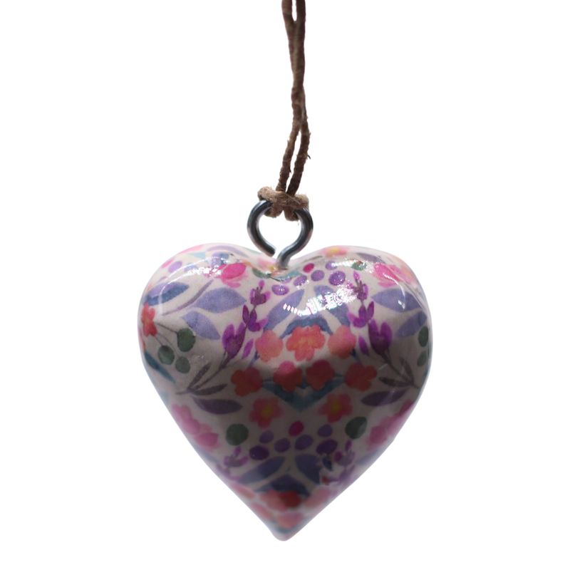 Large Decor Wood Hearts -  Pretty Floral (50) - in Display Jar