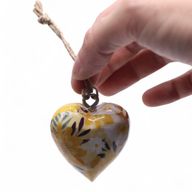 Large Decor Wood Hearts -  Yellow Floral (50) - in Display Jar