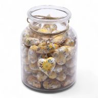 Large Decor Wood Hearts -  Yellow Floral (50) - in Display Jar