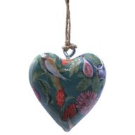 Large Decor Wood Hearts -  Bird & Floral (50) - in Display Jar