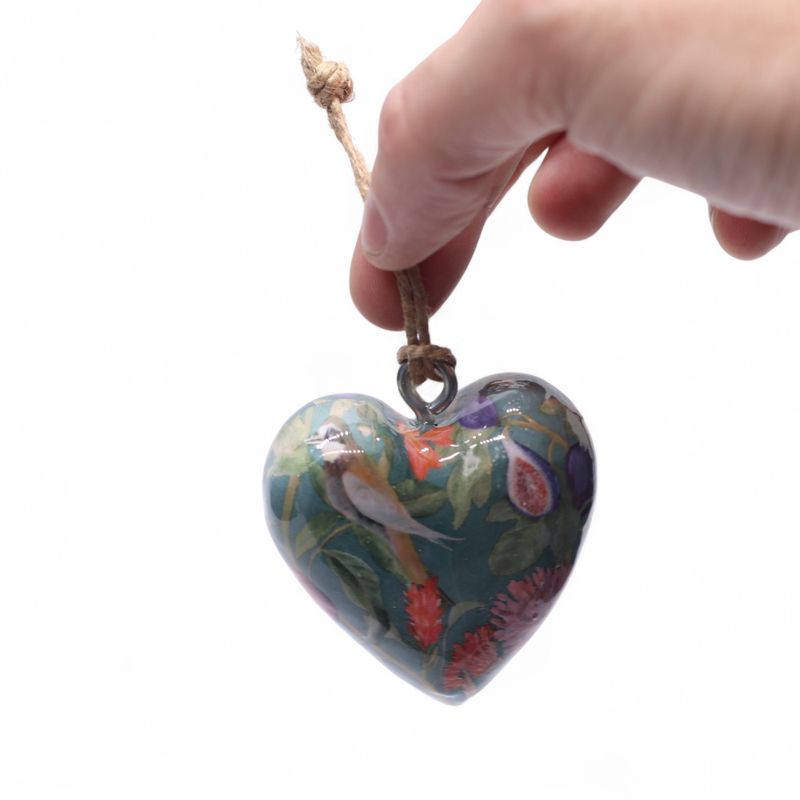 Large Decor Wood Hearts -  Bird & Floral (50) - in Display Jar