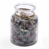 Large Decor Wood Hearts -  Bird & Floral (50) - in Display Jar
