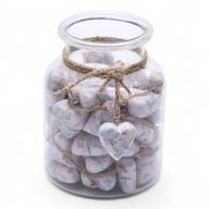 Large Decor Wood Hearts - Blue Bird (50) - in Display Jar