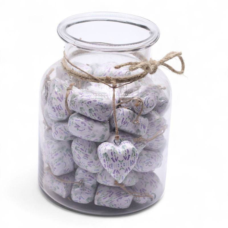 Large Decor Wood Hearts -  Lavender (50) - in Display Jar