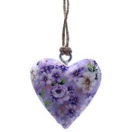 Large Decor Wood Hearts - Purple Flower (50) - in Display Jar