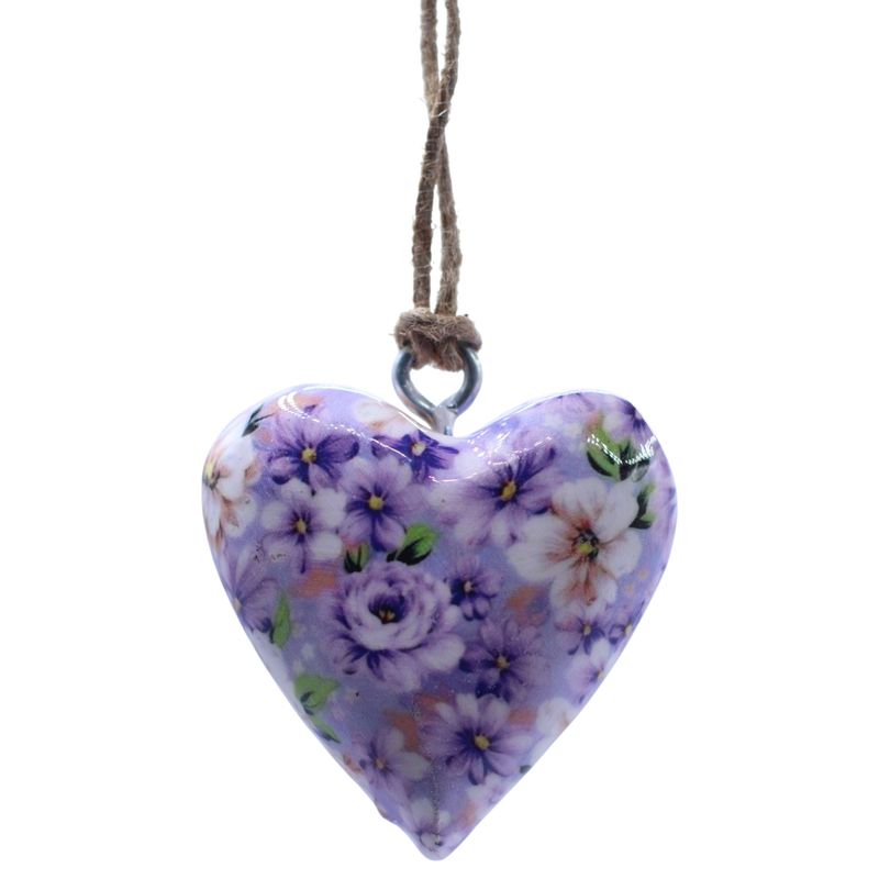 Large Decor Wood Hearts - Purple Flower (50) - in Display Jar