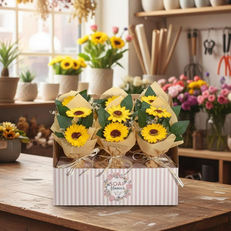 Ready to Retail Soap Flower - Two Sunflower Bouquet